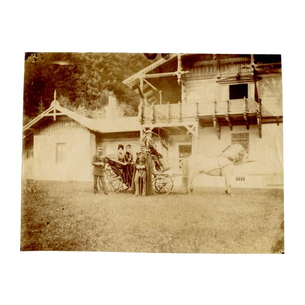 Franz Duschek, regele Carol I și regina Elisabeta la castelul Foișor, 1884