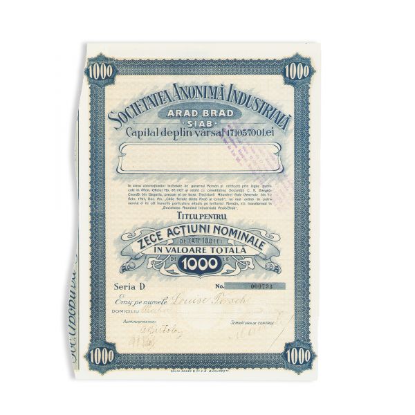 Banca Comercială și Populară din Lipova, Societatea Anonimă Industrială din Arad-Brad,  „Creditul Extern”, trei titluri