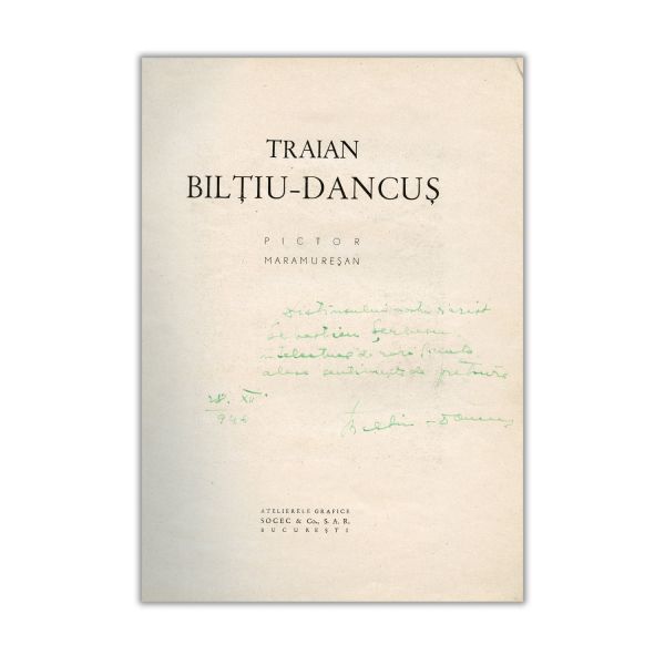 Ion Grosanu, Traian Bilțiu-Dăncuș, 1946, cu dedicația pictorului