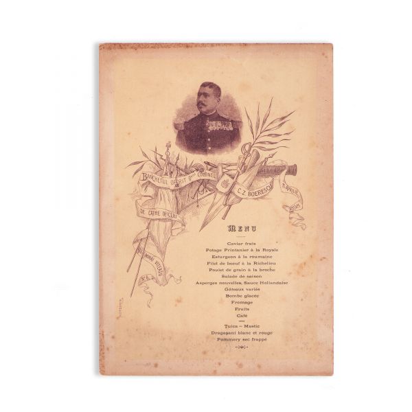 Regimentul Mihai Viteazu nr. 6, meniul banchetului din 11 aprilie 1898