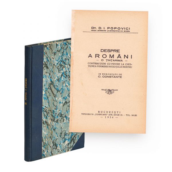 D. I . Popovici, Despre aromâni, trad. C. Constante, 1934, cu dedicația traducătorului pentru Theodor Capidan 