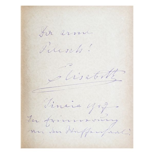 Carmen Sylva, Pelesch im dienst, 1888, cu dedicația reginei Elisabeta