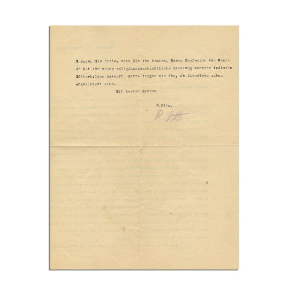 Rudolf Otto, scrisoare pentru Mircea Eliade, 9 martie 1929