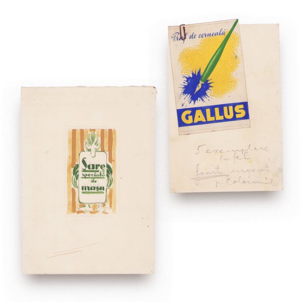 Sare specială de masă și praf de cerneală Gallus, două eseuri în acuarelă pentru reclame