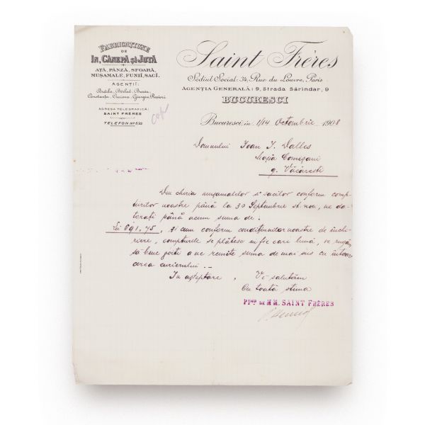 Saint Freres, S. Kahanes Nachfolger și La cartea de aur, trei facturi, 1899 - 1908 