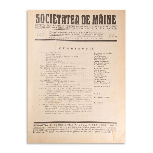 Publicația „Societatea de mâine”,  Anul I - III, 1924 -1926