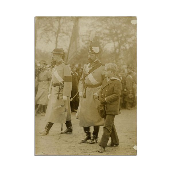 Regele Ferdinand I, principele Carol și principele Nicolae, fotografie de epocă