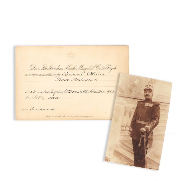 Staur Simionescu, invitație la prânzul regal din 1901 + fotografie de epocă