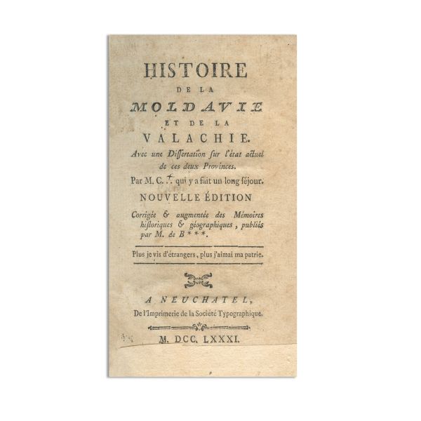 Jean-Louis Carra, Histoire de la Moldavie et de la Valachie, 1781