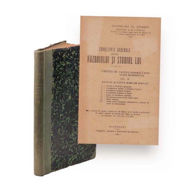Colonel-Adj. Fl. Țenescu, Cunoștințe generale asupra războiului și studiul lui, 1922, cu dedicație olografă
