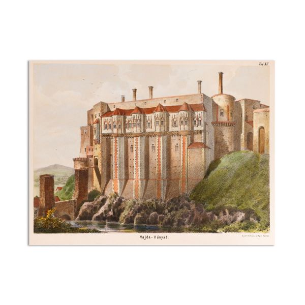 Castelul Huniazilor, litografie colorată, 1867