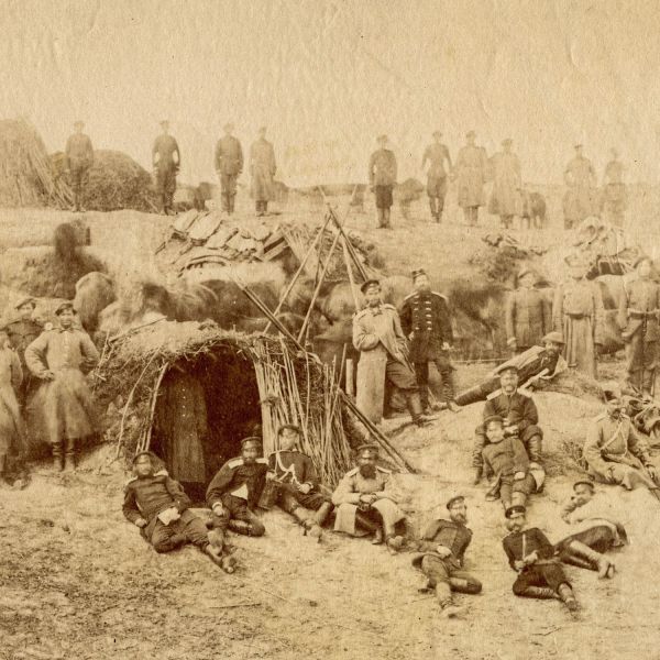 Campament rusesc, fotografie de epocă, 1877, atelier Franz Duschek  