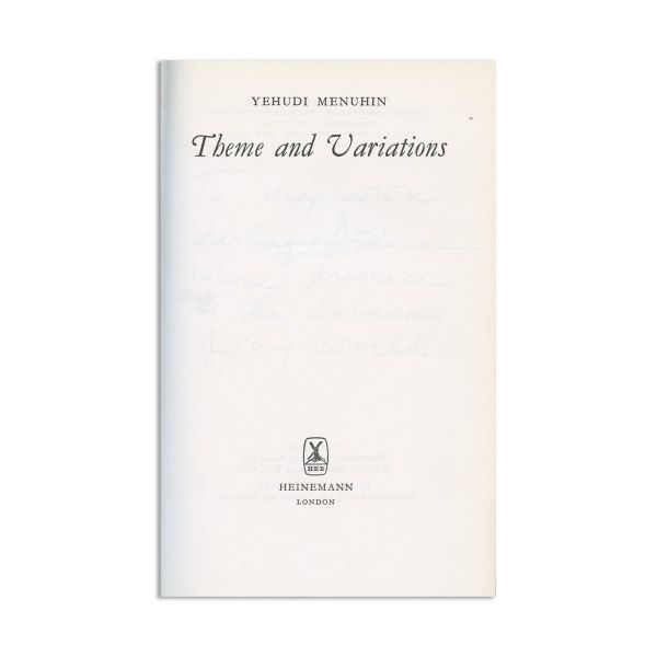 Yehudi Menuhin, Theme and Variations, 1972, cu autograf
