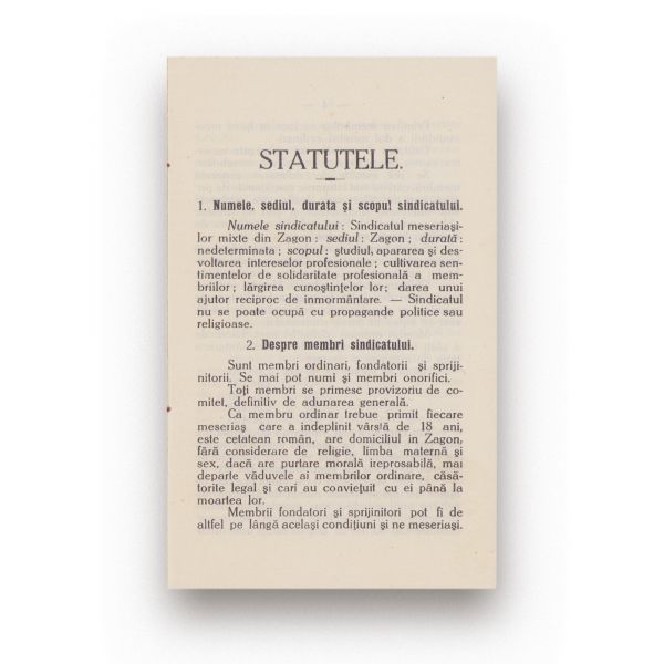 Asociația mixtă a Meseriașilor din Zagon + „Coroana” + „Roata norocului”, trei statute bancare,  1898-1929 