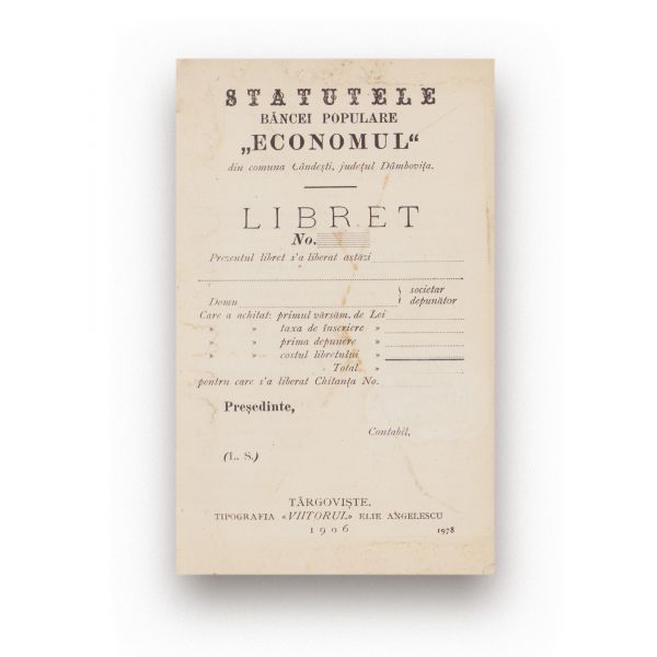 Societățile „Frăția”, „Economul”, „Domnița Bălașa”, trei statute bancare, 1902-1907