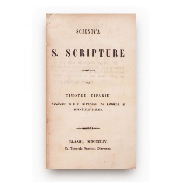 Timotei Cipariu, Știința Sfintei Scripturi, 1854