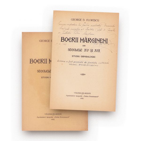 George D. Florescu, Boerii mărgineni din secolele XV și XVI, 1930, cu dedicație pentru Titu Magheru