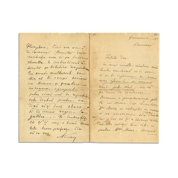 Theodor Aman, scrisoare pentru Zoe, fiica sa, 1891