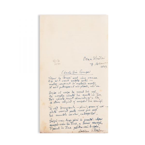 Lucian Blaga, volum cu manuscrisul unei poezii olografe +  D. D. Roșca, studiu privind opera lui Lucian Blaga