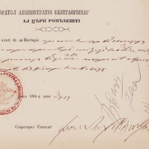 Sfatul Administrativ al Țării Românești, blanketă de poștă, 1854 