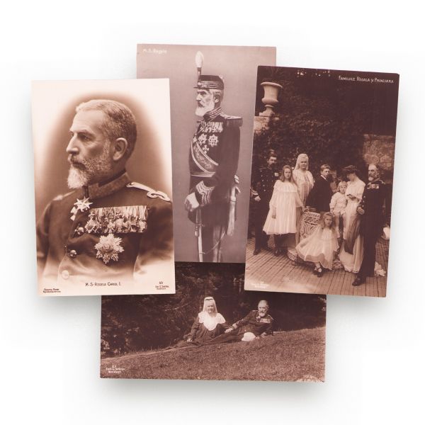 Regele Carol I și regina Elisabeta, patru cărți poștale