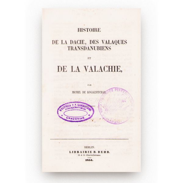 Mihail Kogălniceanu, Histoire de la Valachie, 1854