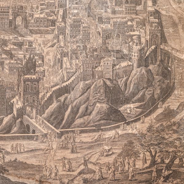 Johann Daniel Herz cel Bătrân, Vedere a Ierusalimului, gravură în cupru, cca. 1735