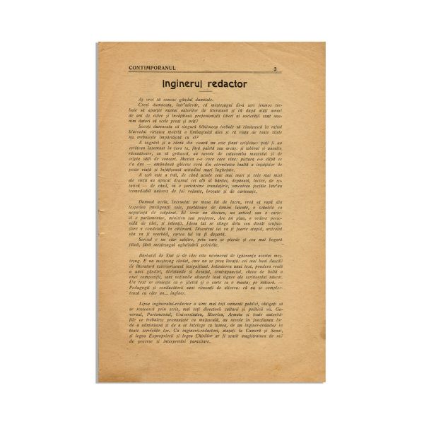 Publicația „CONTIMPORANUL”, anul I, nr. 1, 1922
