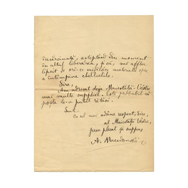 Alexandru Macedonski, două corespondențe adresate regelui Carol I si lui  Ioan C. Petrescu, 1891 