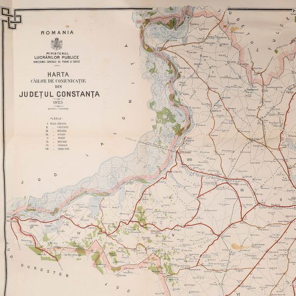 Harta căilor de comunicație din județul Constanța, 1923