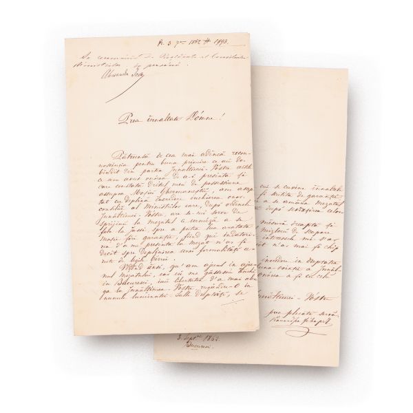 Scrisoare adresată principelui Alexandru Ioan Cuza, 3 septembrie 1862, cu însemnarea și semnătura olografă a principelui