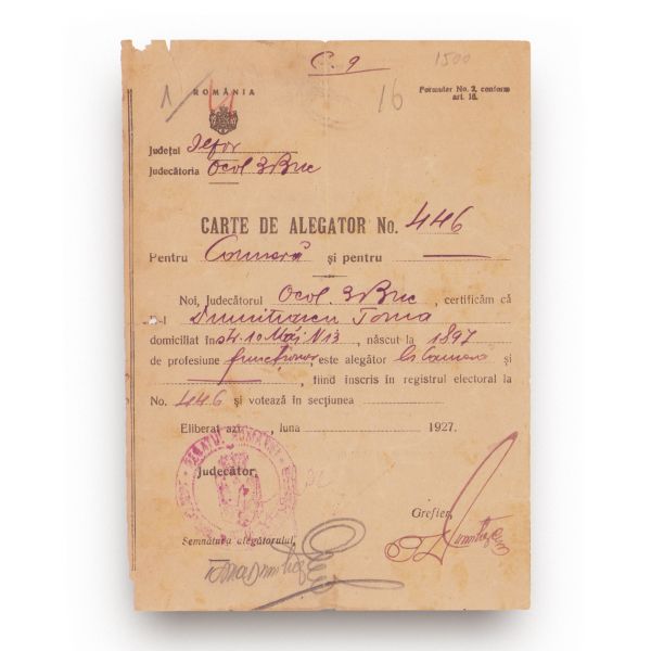 4 cărți de alegător, 1879-1969