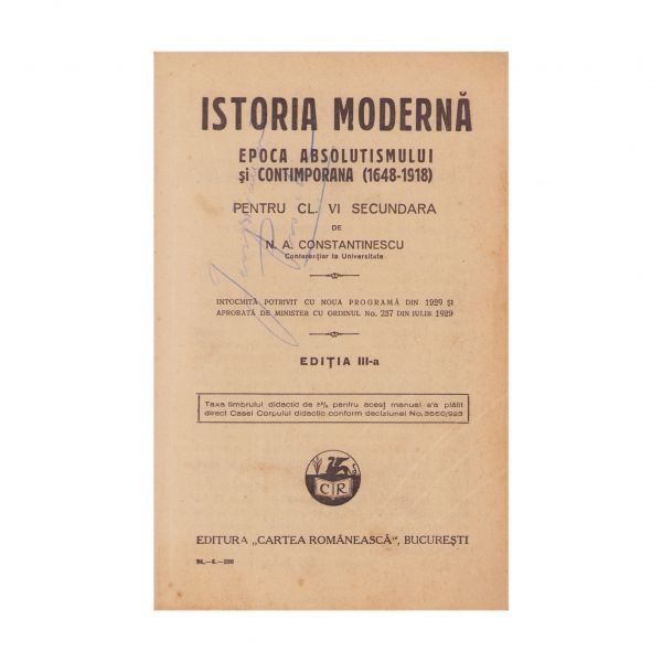 Patru manuale de istorie pentru clasele secundare, 1930-1936