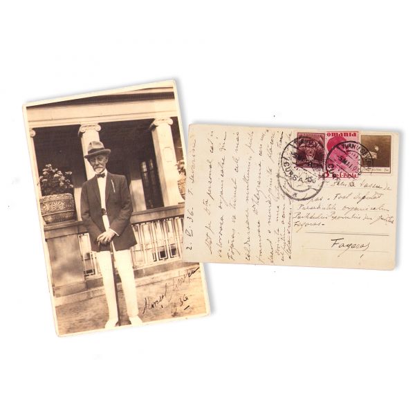 Mareșalul Al. Averescu, fotografie tip carte poștală cu semnătură și o însemnare pentru Dănilă Vassu