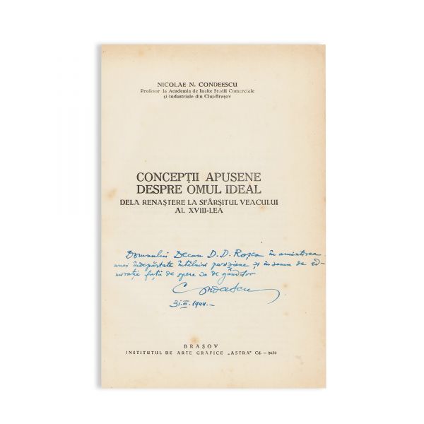 Dimitrie Macrea, Grigore Popa, Petre Hossu, Nicolae N. Condeescu, cinci volume, 1941-1944, cu dedicație pentru D. D. Roșca 