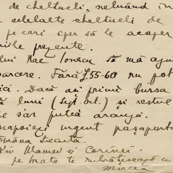 Mircea Eliade, scrisoare pentru tatăl său, 16 iulie 1931