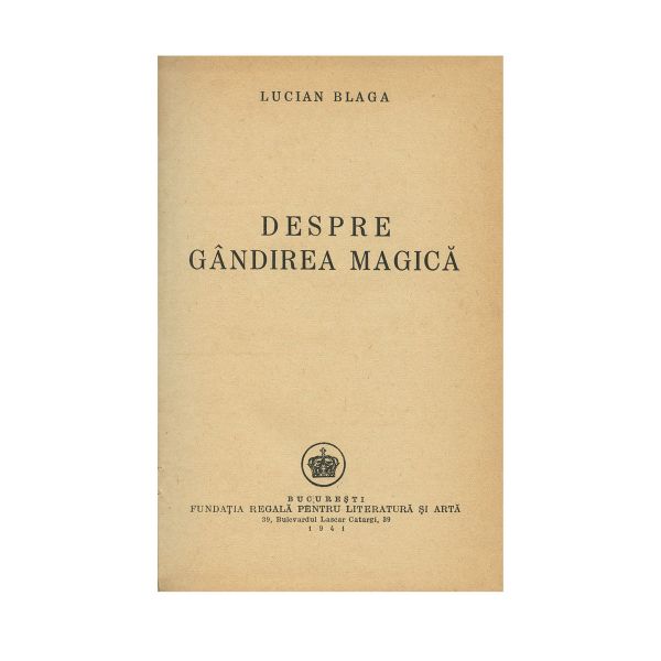 Lucian Blaga, Despre gândirea magică, 1941, cu dedicație pentru Elena Șuluțiu