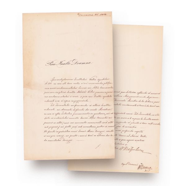 Scrisoare semnată de ministrul justiției, cultelor și instrucțiunii publice, Nicolae Kretzulescu, 1864 