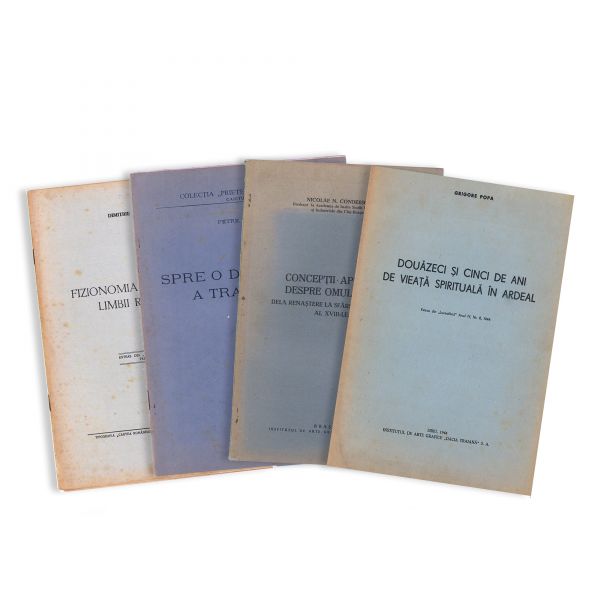 Dimitrie Macrea, Grigore Popa, Petre Hossu, Nicolae N. Condeescu, cinci volume, 1941-1944, cu dedicație pentru D. D. Roșca 