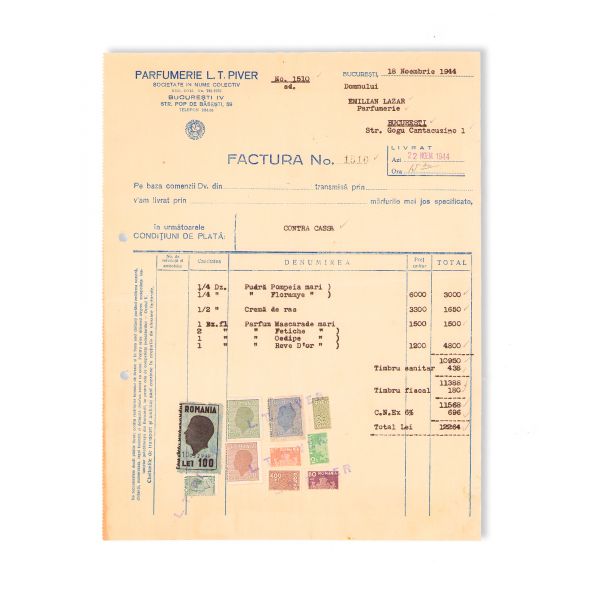 Odol-Pharma, Parfumerie L.T. Piver, Singras, Molda, Laboratorul Substanția, 10 facturi de epocă