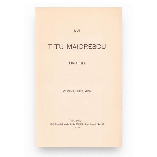 Omagiu lui Titu Maiorescu, 15 februarie 1900