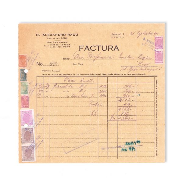 Fabrica Stella, Voga, Laboratorul Vita, Parmed, Apollo, Belmar, 10 facturi de epocă