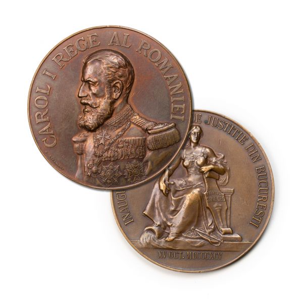 Inaugurarea Palatului de Justiție din București, medalie din bronz, 1895, gravor C. Stelmans