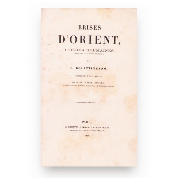 Dimitrie Bolintineanu, Brises d’Orient, 1866