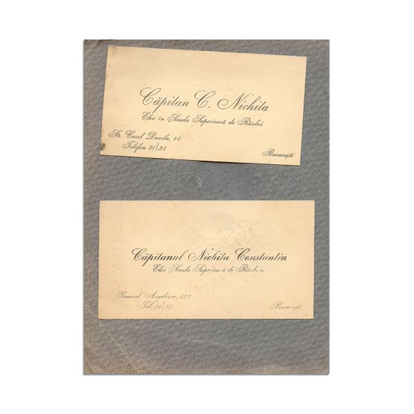 Gr. Nichita Constantin, album fotografic, 41 fotografii de epocă + două cărți de vizită 