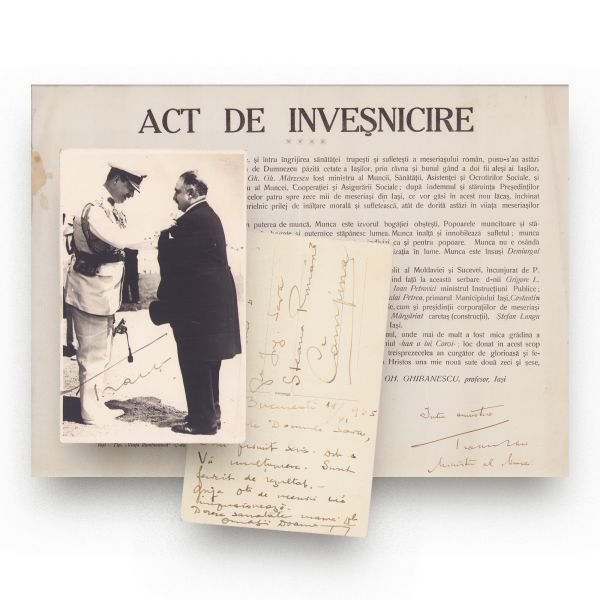 Grigore Trancu-Iași, Act de înveșnicire + fotografie semnată olograf, 1926