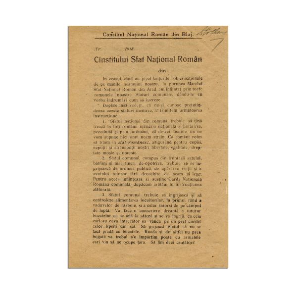 Comitetul Național Român, două comunicate către populație, 1918
