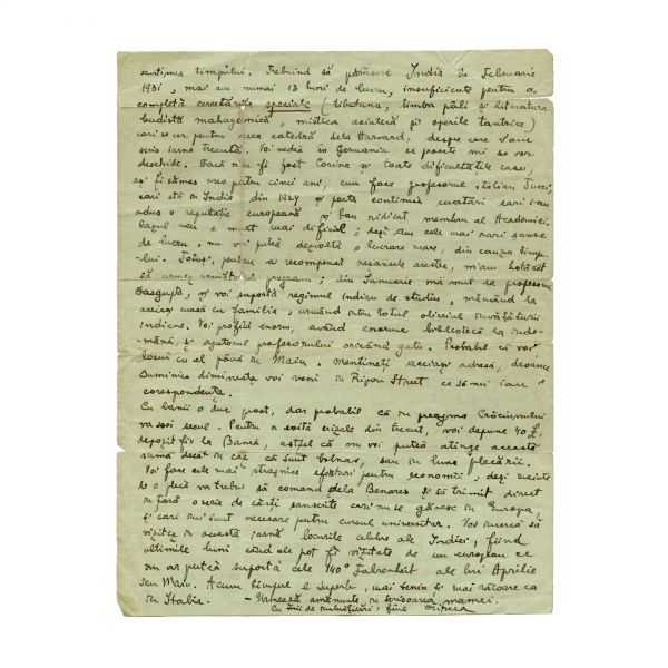Mircea Eliade, scrisori către părinți trimise din Calcutta