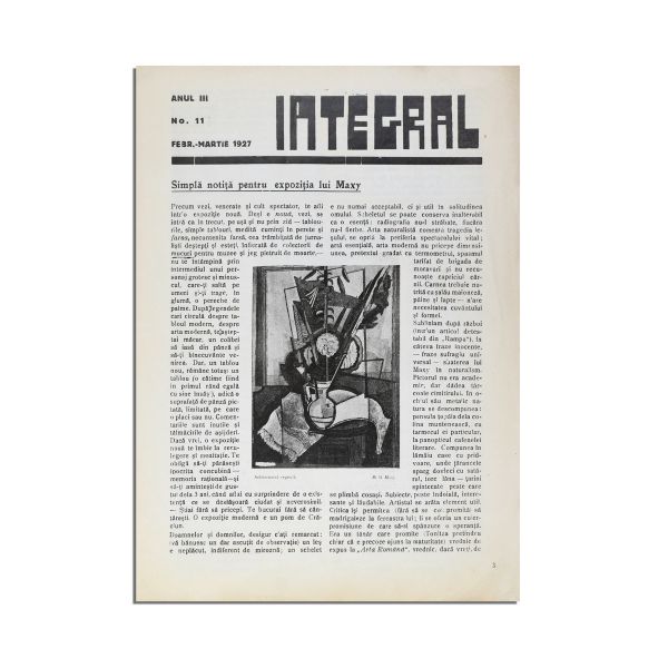 Publicația „Integral”, anul III, nr. 11, februarie-martie 1927