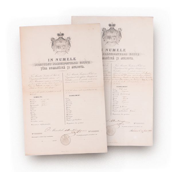 Două pașapoarte din perioada Principatelor Unite ale Moldovei și Țării Românești, 1860